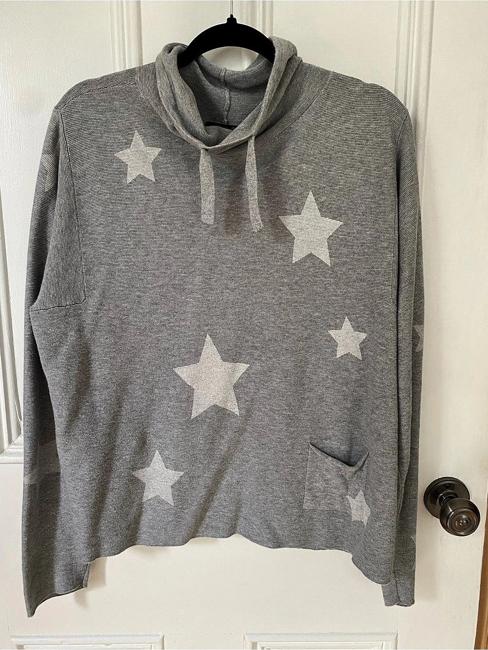 Charlie B Star Sweater Star Print Cowl Neck Gray G/L